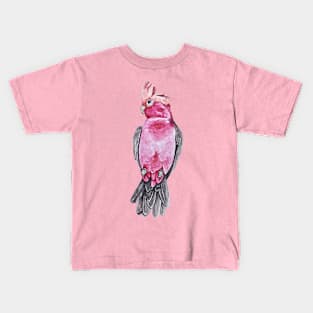Pink Galah Parrot in Watercolor Kids T-Shirt